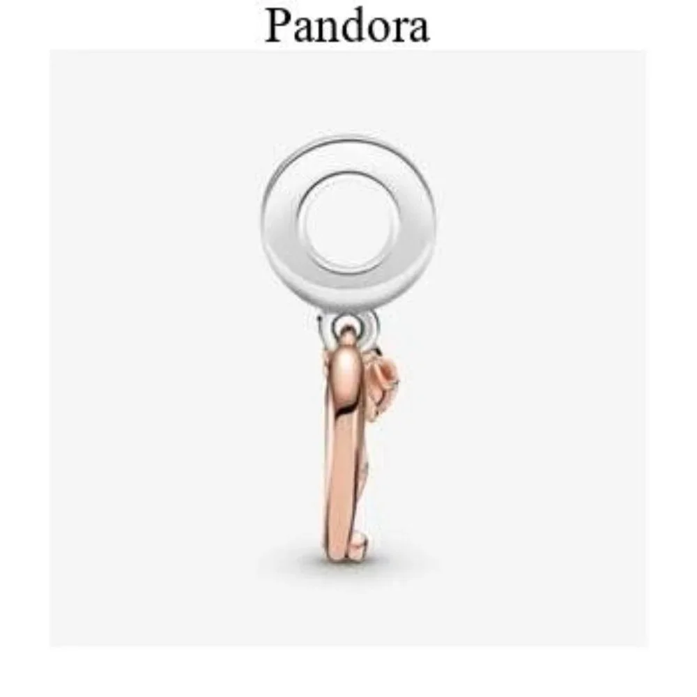 Pandora Heart & Rose Flower Dangle Charm